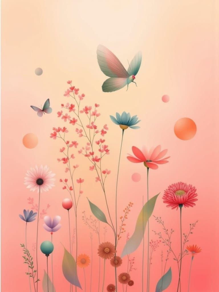 Ethereal Butterfly Garden in Surreal Japanese Style