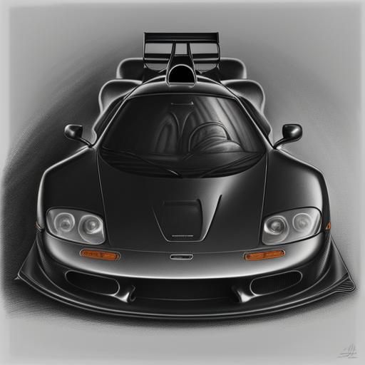 Hyperdetailed Charcoal Drawing of McLaren F1 Engine