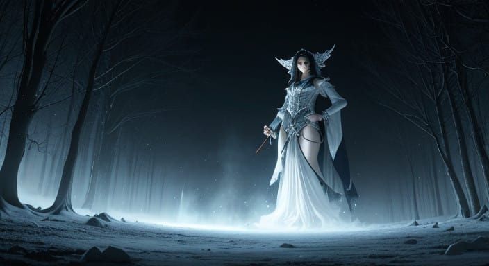 Ethereal Snow Woman in Dark Fantasy Concept Art