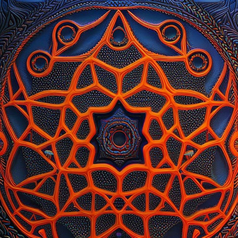 Psychedelic Shipibo Ayahuasca Matrix in Fractal Clay Art