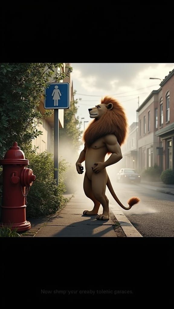 Regal Lion Defies Urban Oasis