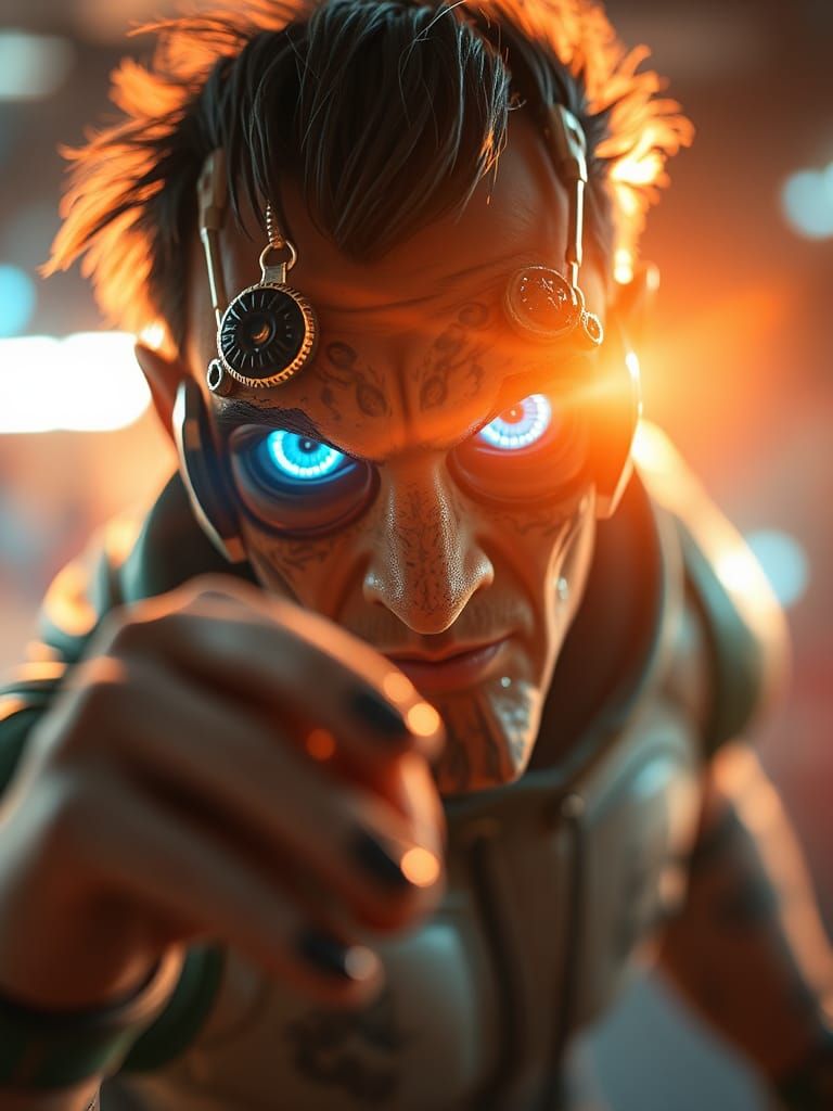 Incredible Biometric imagineer, Wanton Enthusiasm, dynamic lighting, macro camera angle.