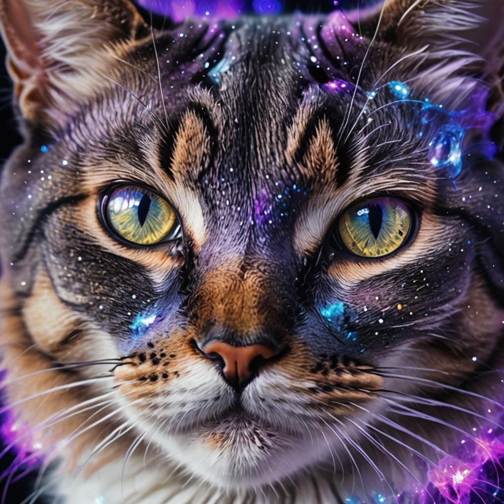 Galaxy Cat: Macro Photography with Fractal Art