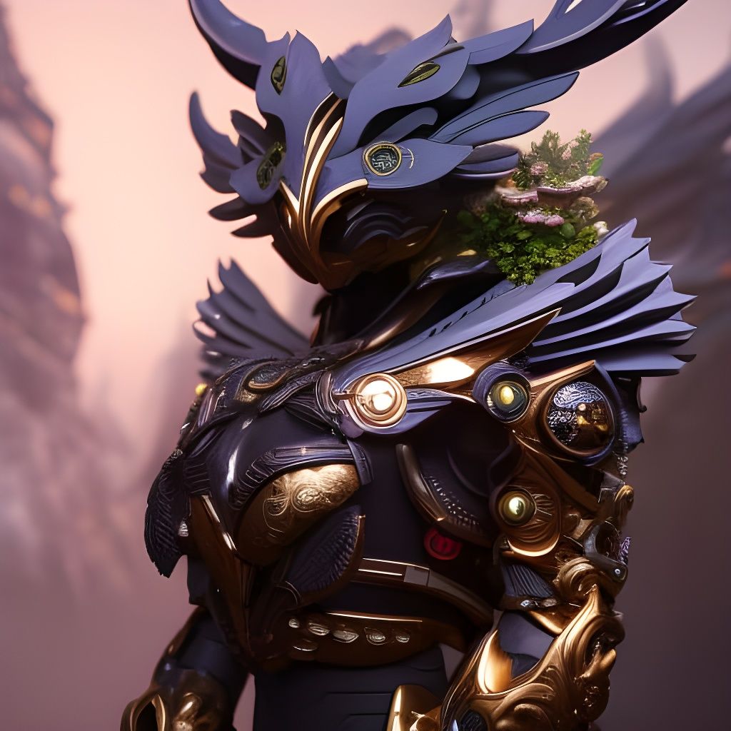 Anthropomorphic Warrior in Jungle, Cyberpunk Digital Art