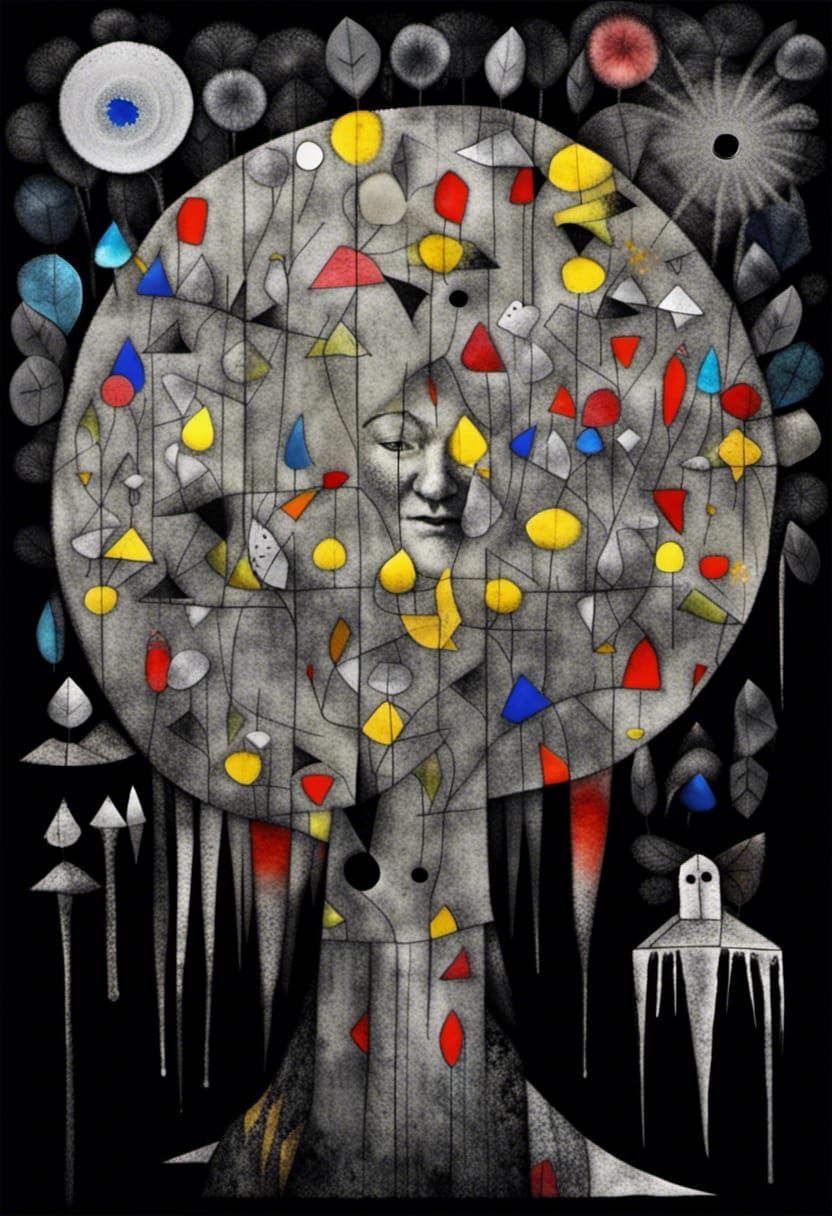 Fairies in Dandelion Dreamscape: Klee, Burton, Picasso Style