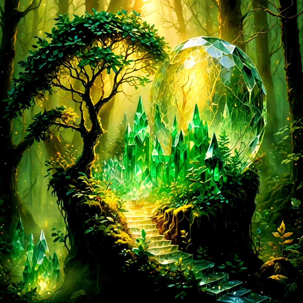 Ethereal Crystal Heart in Hyperrealistic Fantasy Style