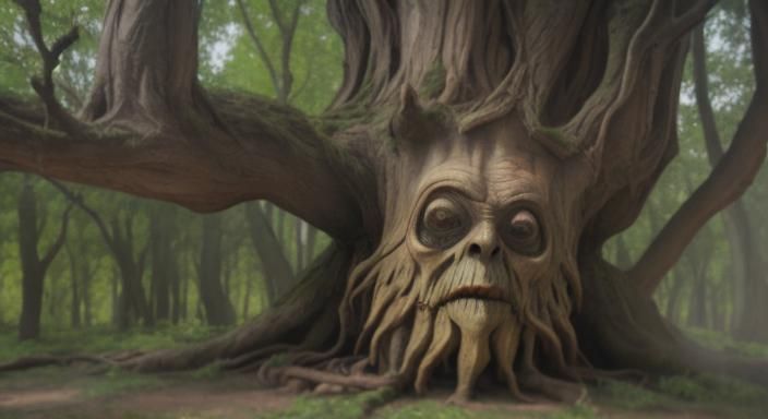 Rotten Tree Monster in Professional Photography Style