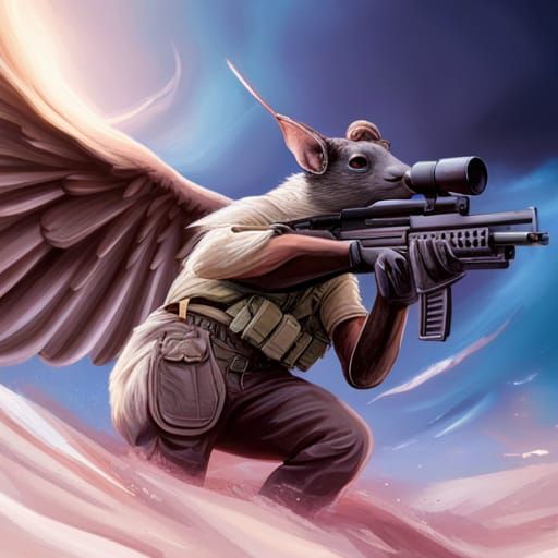 Winged Rat Angel Shooting M4 Rifle