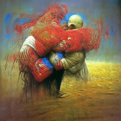 Dark Fantasy Figure in a Disturbing Fight