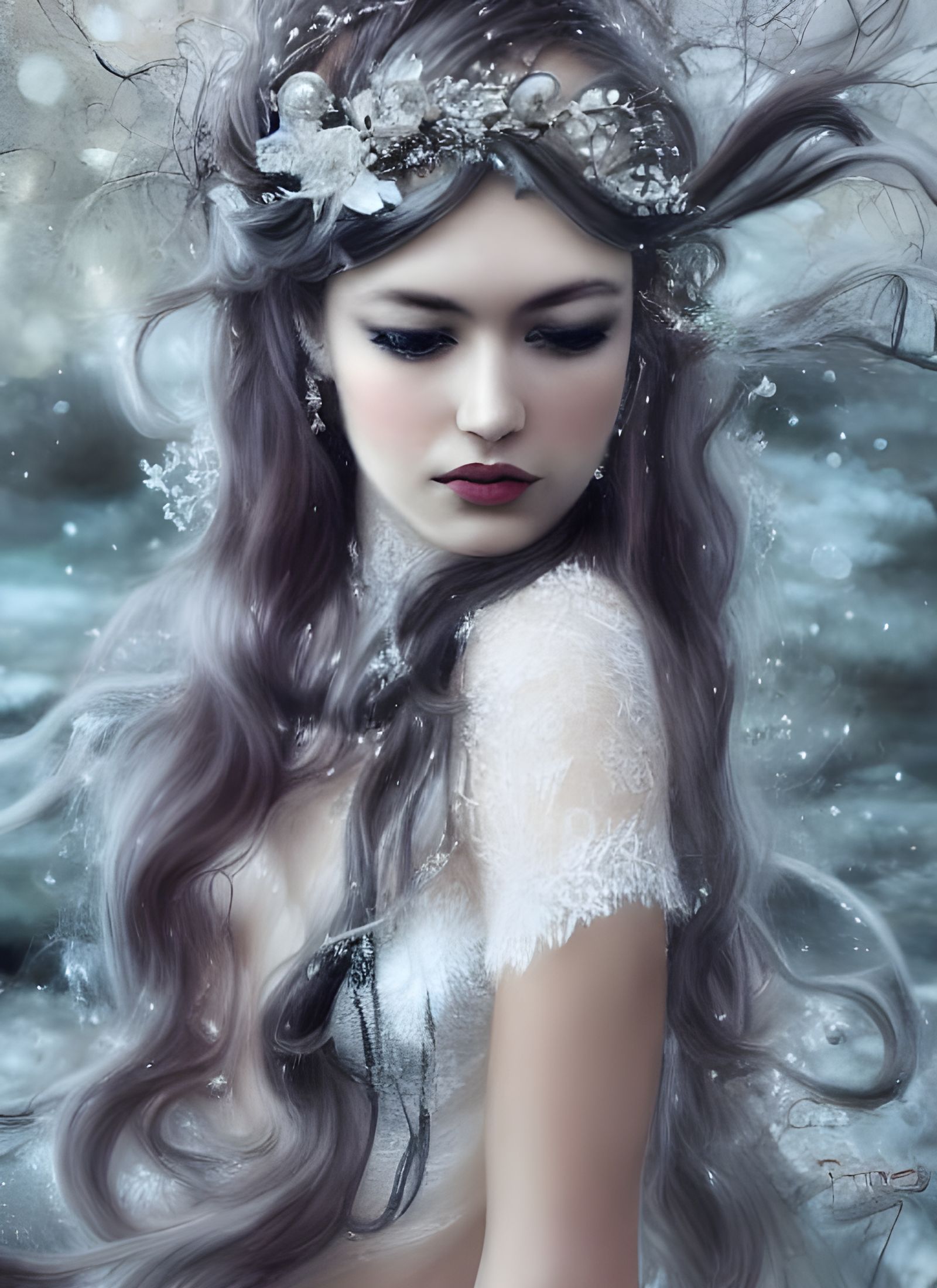 Princess in Lace and Diamonds: A Surreal Portrait