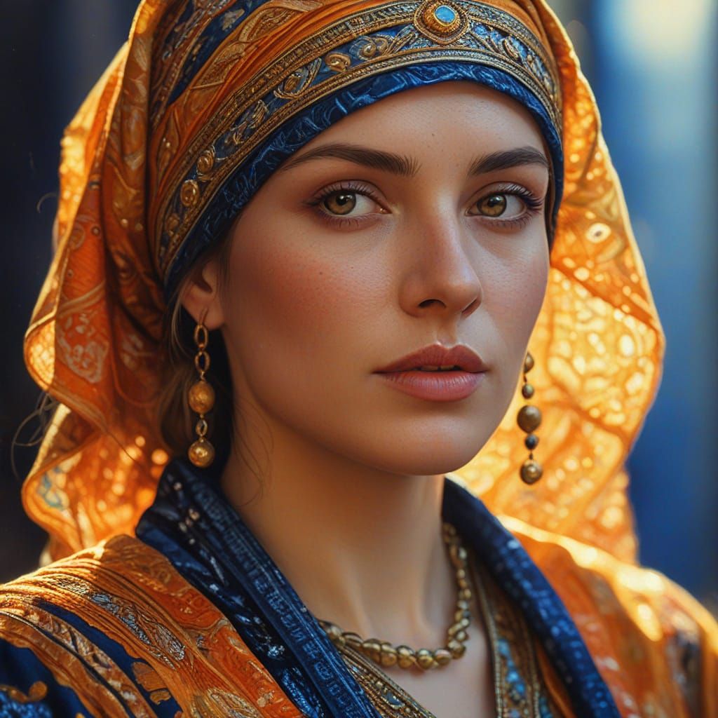 Intricate Woman Portrait in Hyperrealistic Oil Painting