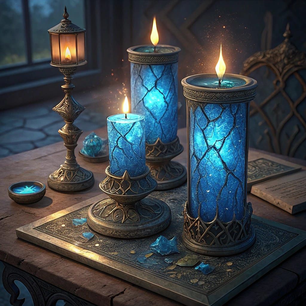 Bioluminescent Candleholders on Medieval Table