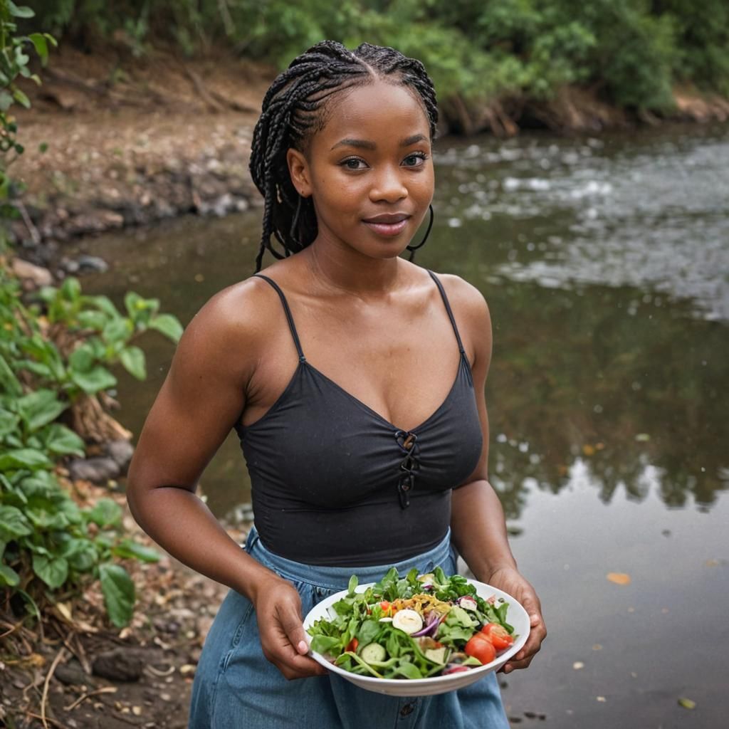 Nubian Woman Offering Salad: Visionary Art