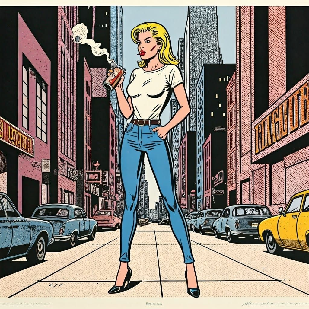 Gotham Woman in Roy Lichtenstein Pop Art Style