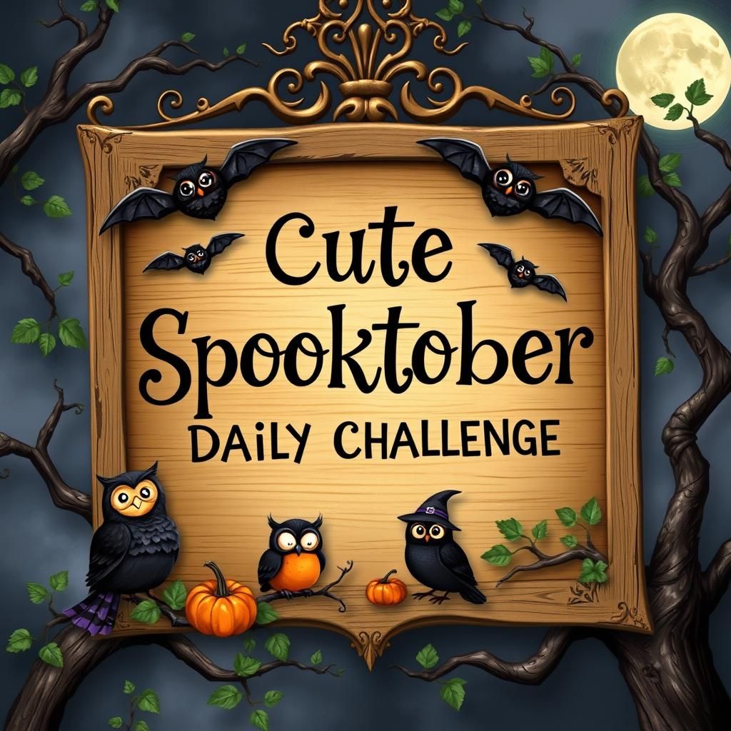 Cute Spooktober Sign with Bats, Owls, and Ravens