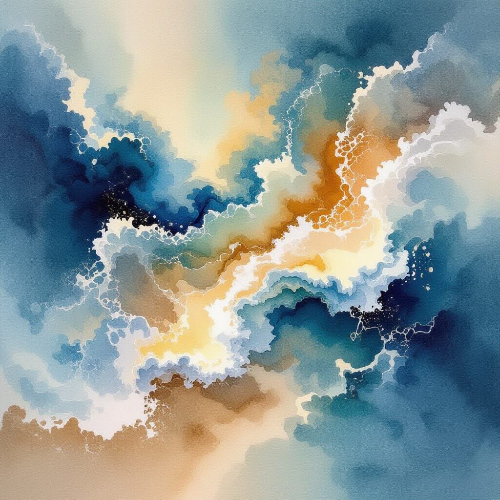 Abstract Watercolor Art Evoking Water in Motion