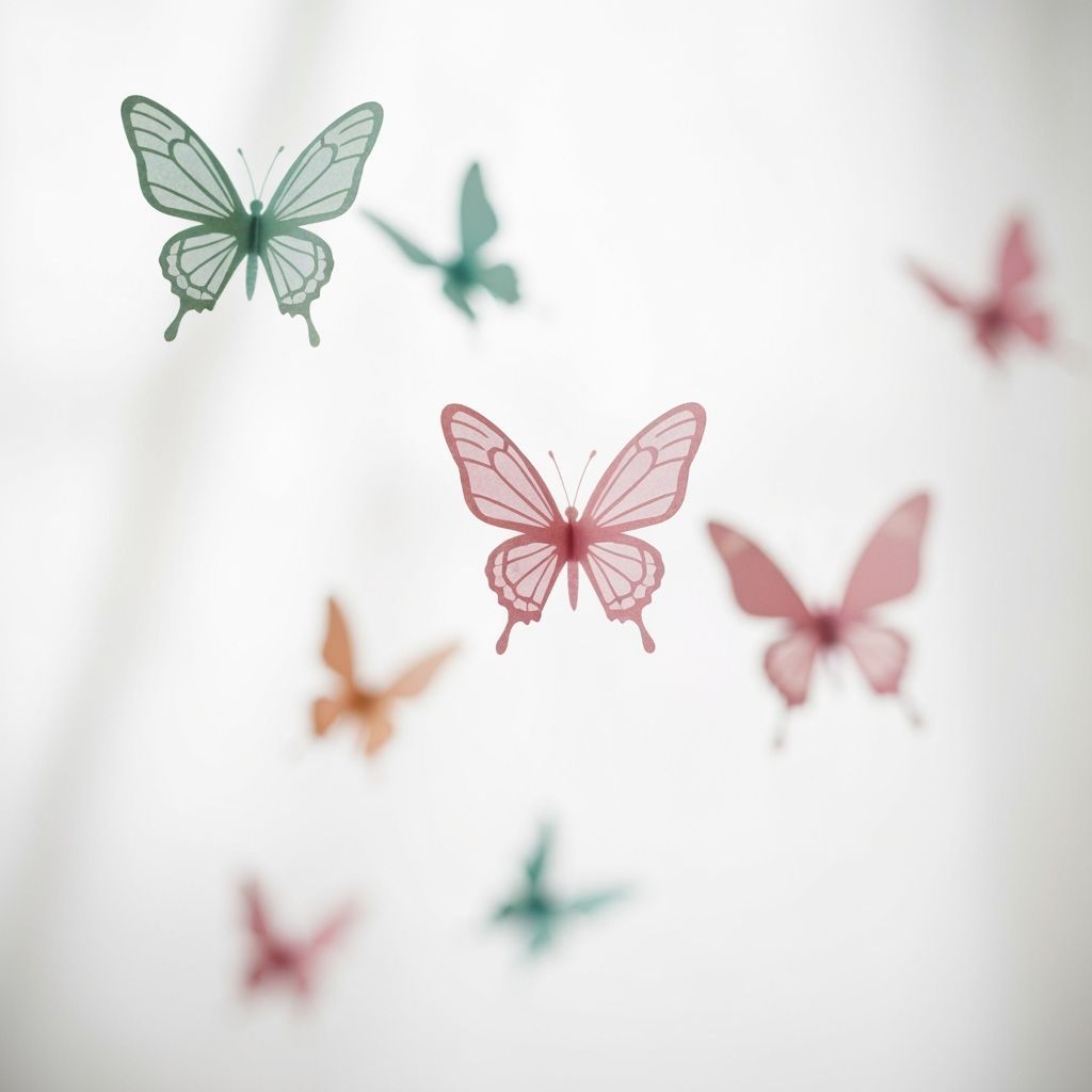 Pastel Paper Butterflies in Collage Style