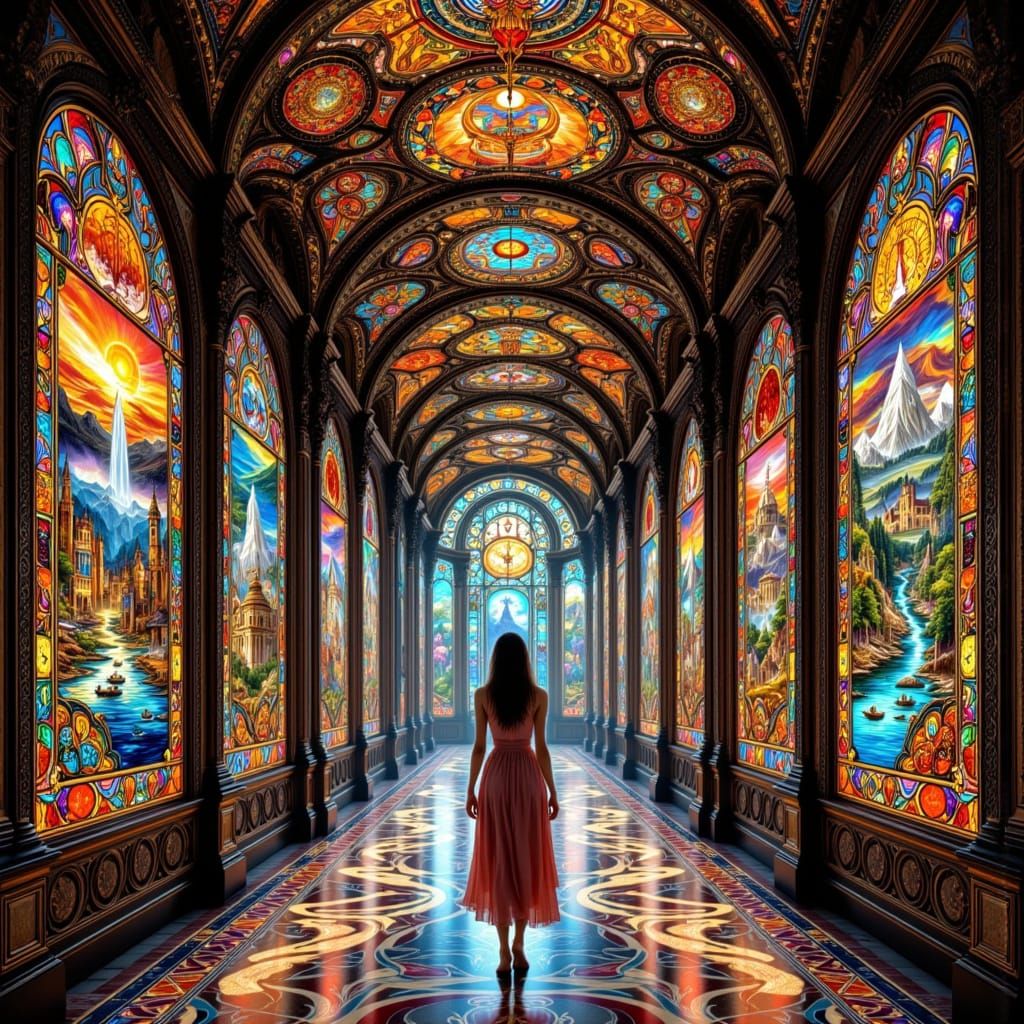 The stained glass hall of time.