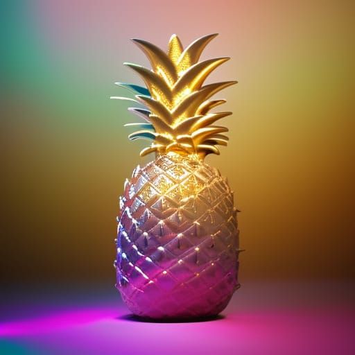 Translucent Crystal Pineapple on Marble Table at Sunrise