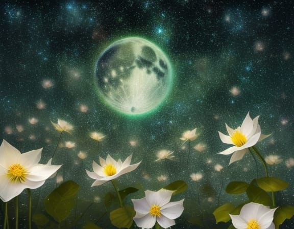 Ethereal Moonflowers in a Dreamy Nocturne