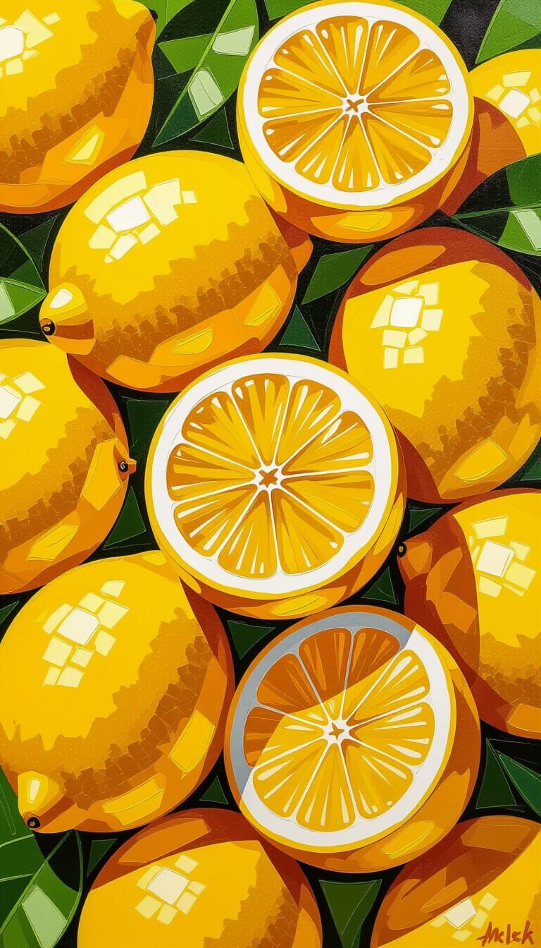 Vibrant Lemons in Expressive Impressionist Style Painting