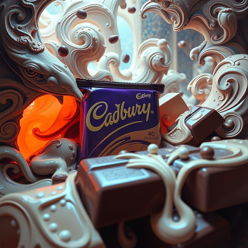 Surreal Oil Painting of Cadbury Chocolate Bars