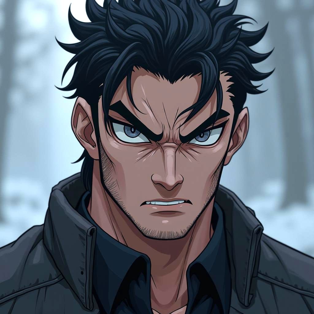 Anime-Style Portrait of a Muscular Man