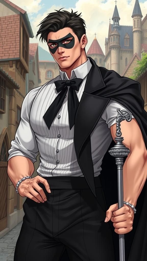Fantasy Illustration of Muscular Man in Tuxedo