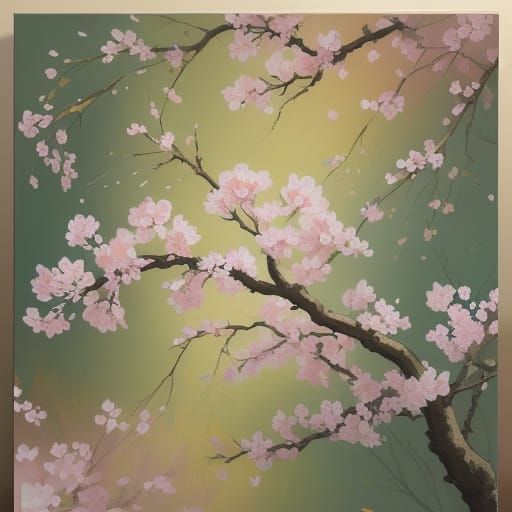 Vibrant Spring Tree Gouache Painting