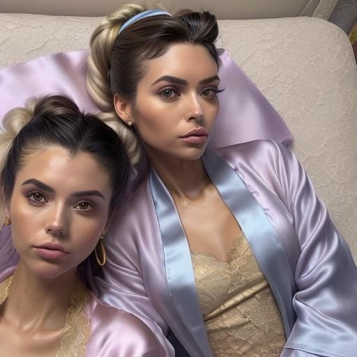 Luxury Bedroom Scene with Sleeping Women