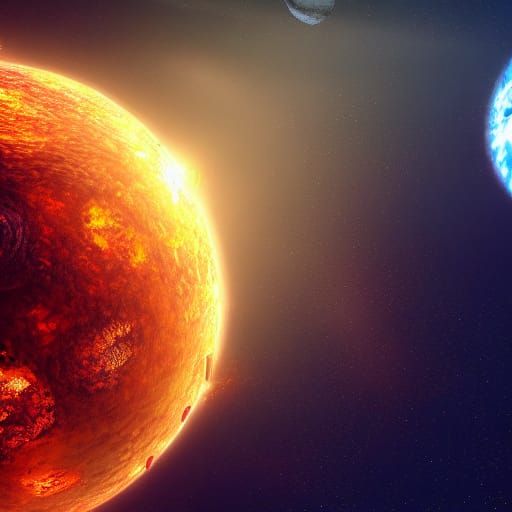 Detailed Solar System Matte Painting in Deep Color