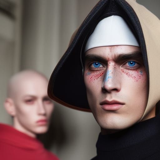 Firefighter in Burning City: Hyperrealistic Portrait