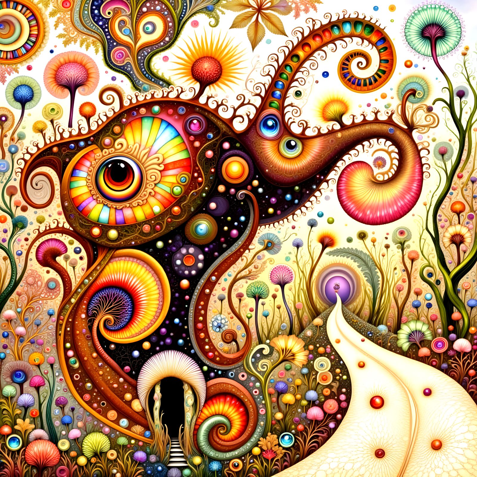 Bizarre Elephant Hybrid in Intricate Futuristic World