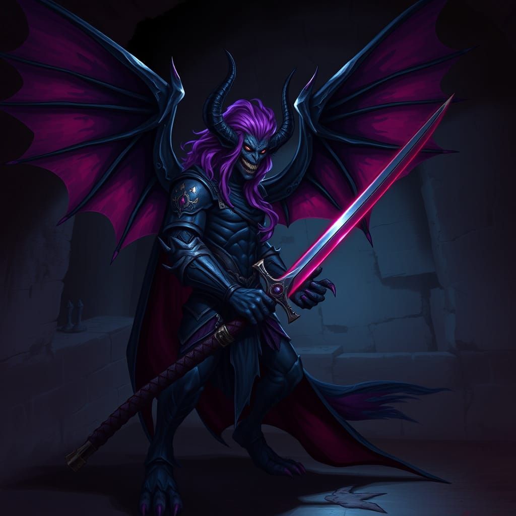 Demonic Demon with Sword in Dark Fantasy Art