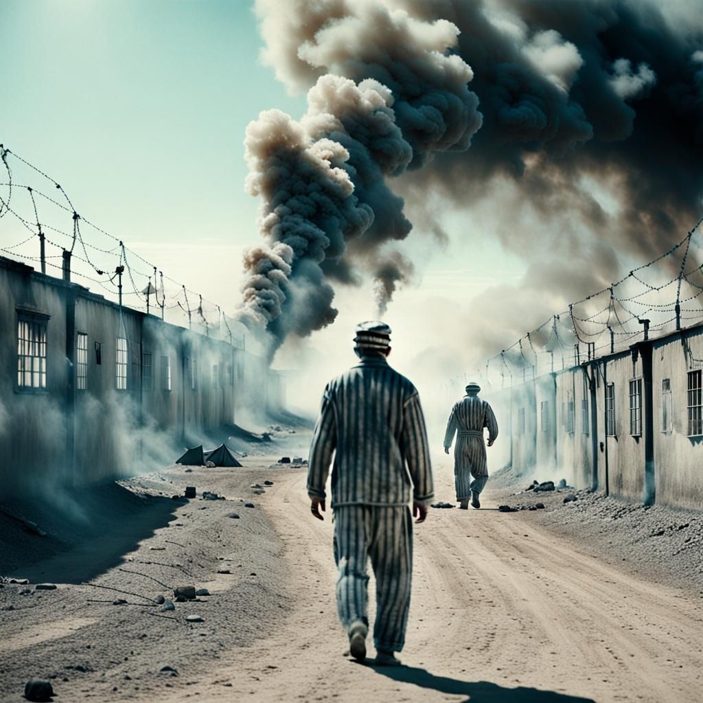 Ethereal Ghosts Wander Deserted Concentration Camp