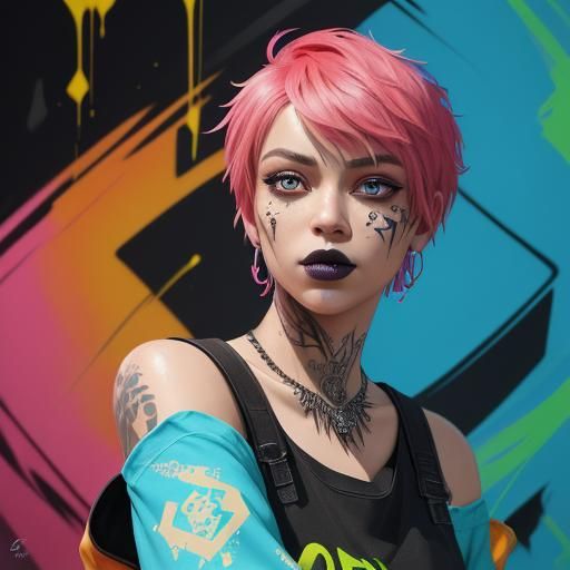 Beautiful Woman with Pink Hair, 3D Render