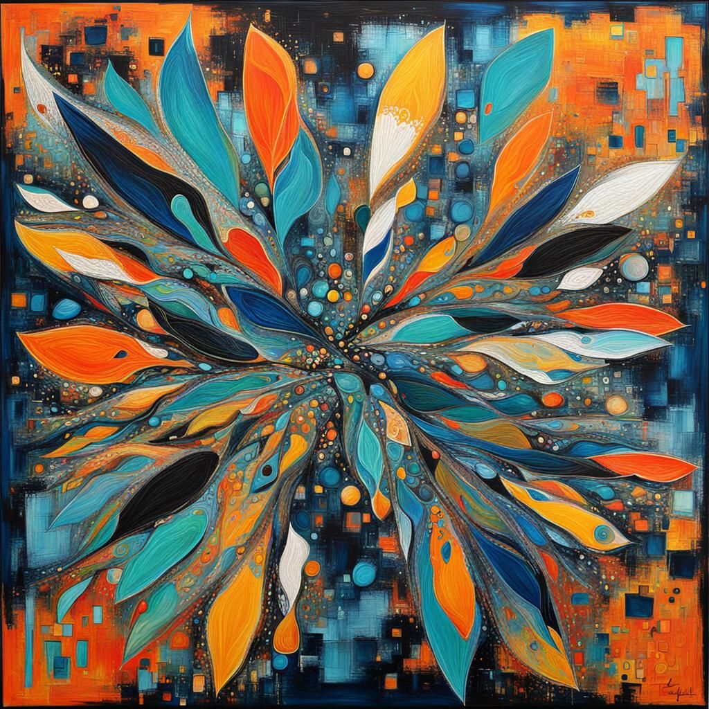 Abstract Art with Complementary Colors and Fine Details