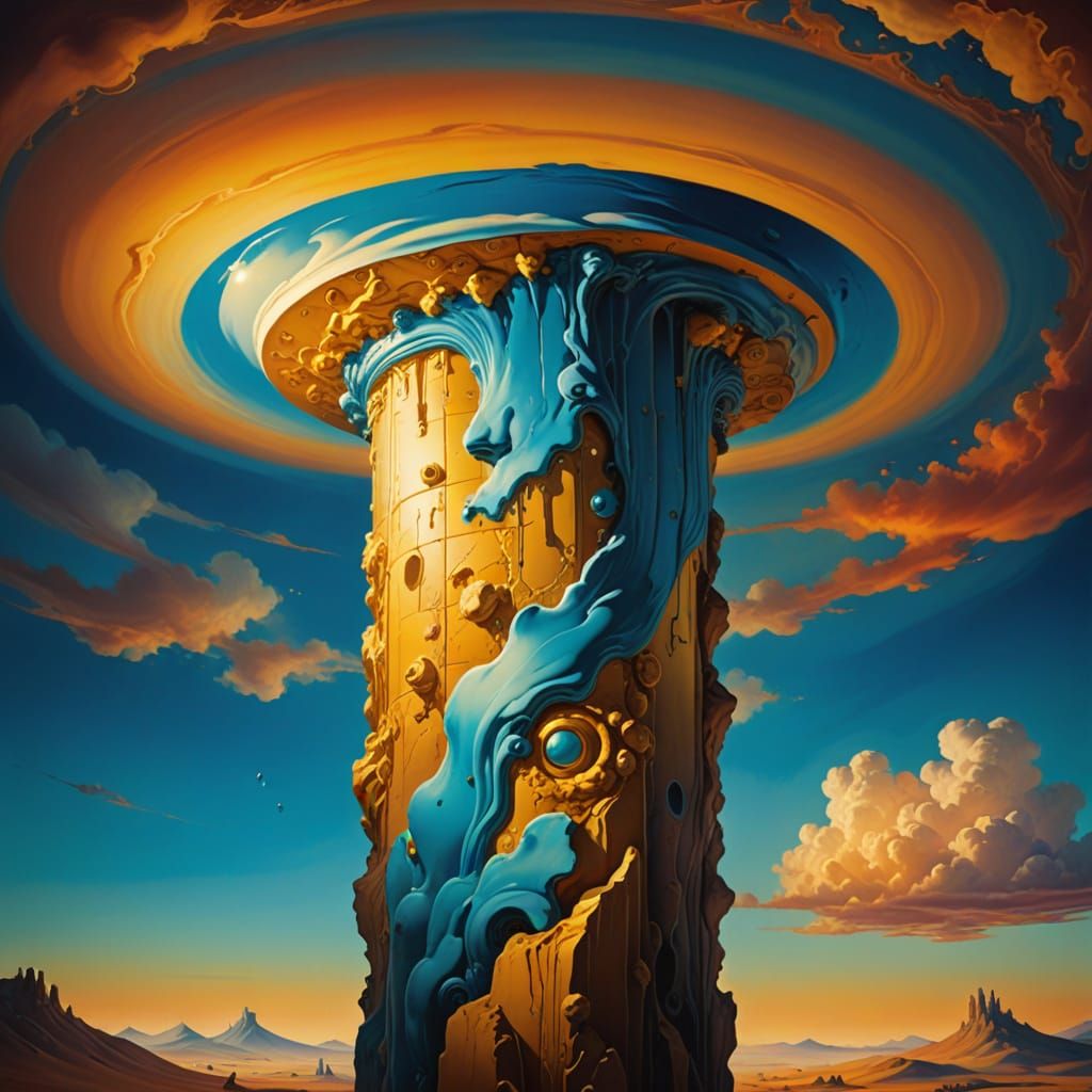 Dreamlike Pillar in a Surreal Landscape