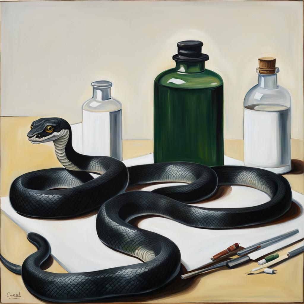 Pharmacy Snakes in Oil on Canvas Style
