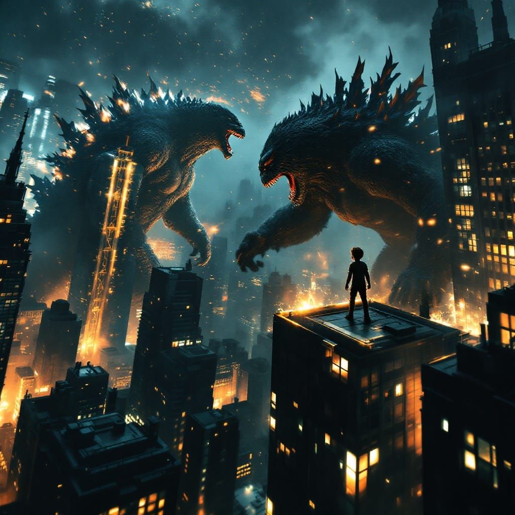 Titanic Battle Between King Kong and Godzilla in Downtown Ne...