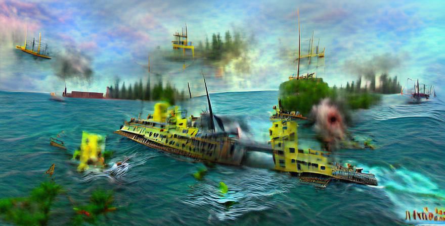 HMS Prince of Wales Sinking: Action Painting
