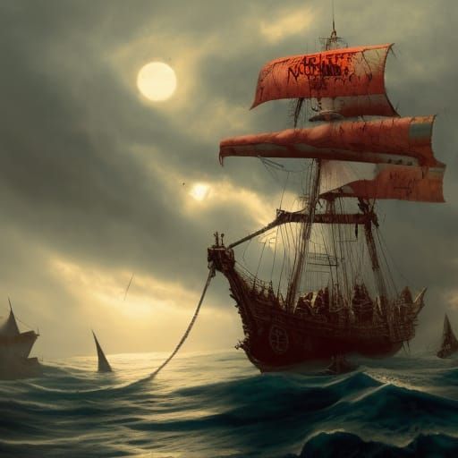 Surreal Pirate Ship Scene in Horror-Inspired Speedpaint Styl...