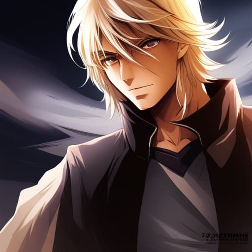 Young Knight with Amber Eyes in Anime Style