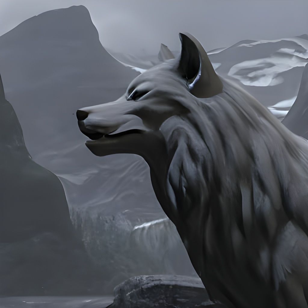 Michelangelo-esque Marble Wolf Statue