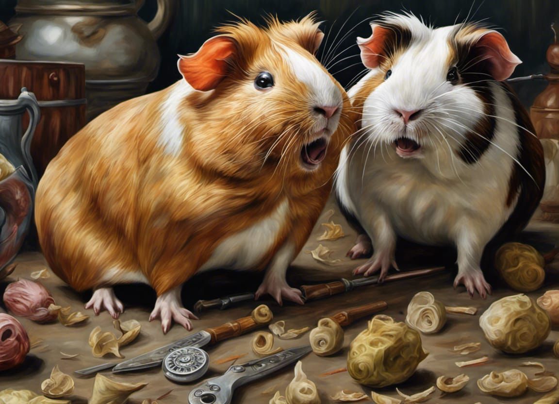 hungry guinea pigs, wheeking for food