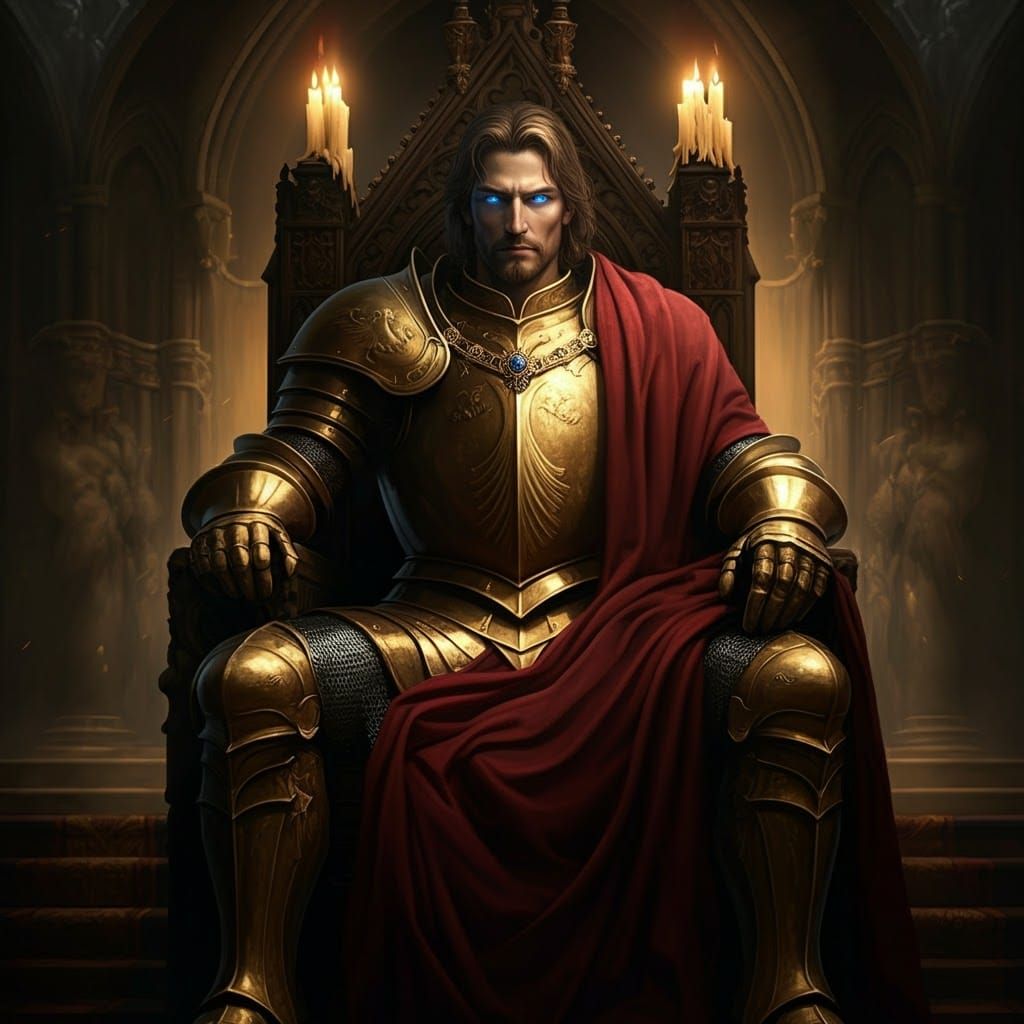 Medieval King with Rosicrucian Symbols in Tenebrism Style