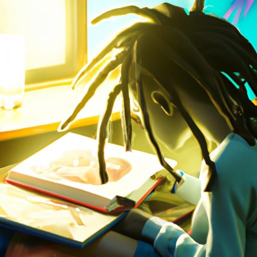 Luminous Being Reads Book in Ghibli Anime Style