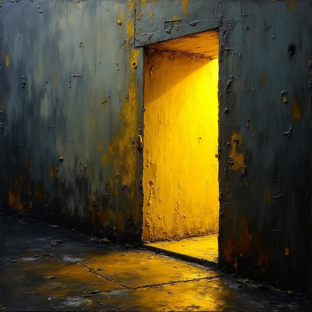 Illuminated Yellow Wall in Dark Urban Setting