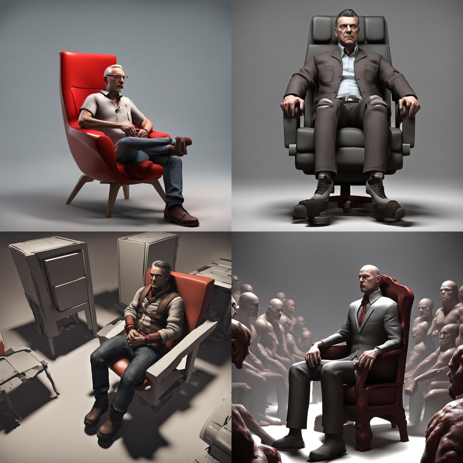 Man Sitting in Chair Rendered with Horde3D