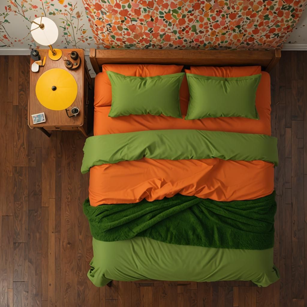 Whimsical Wes Anderson Bedroom Scene in Pastel Hues